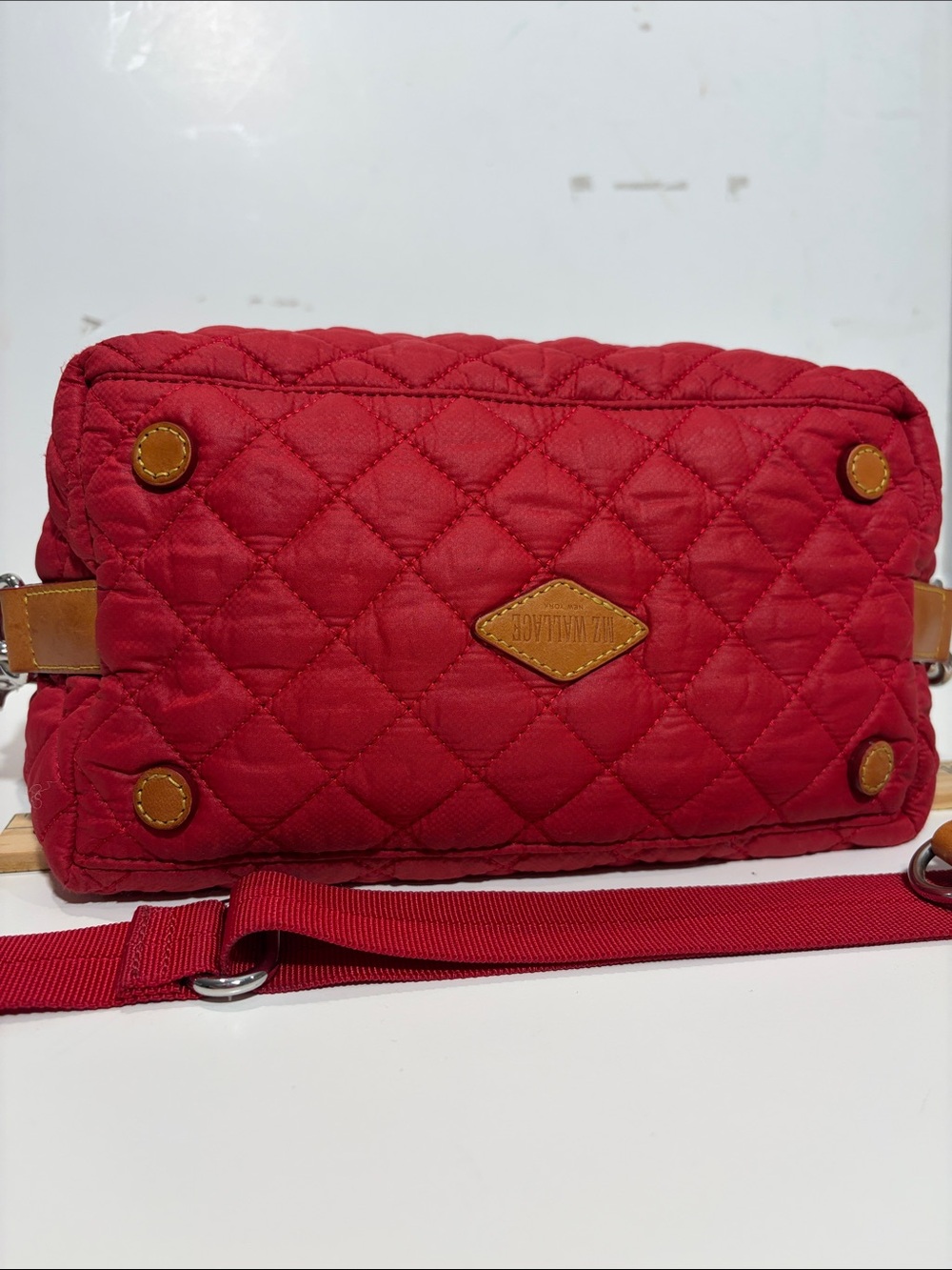 MZ Wallace Classic Sutton Crossbody Bag | Red Quilted Nylon | Good Condition - Picture 5 of 8